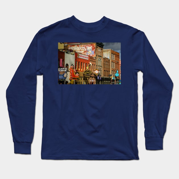 Honky Tonk Row - Nashville TN Long Sleeve T-Shirt by Debra Martz